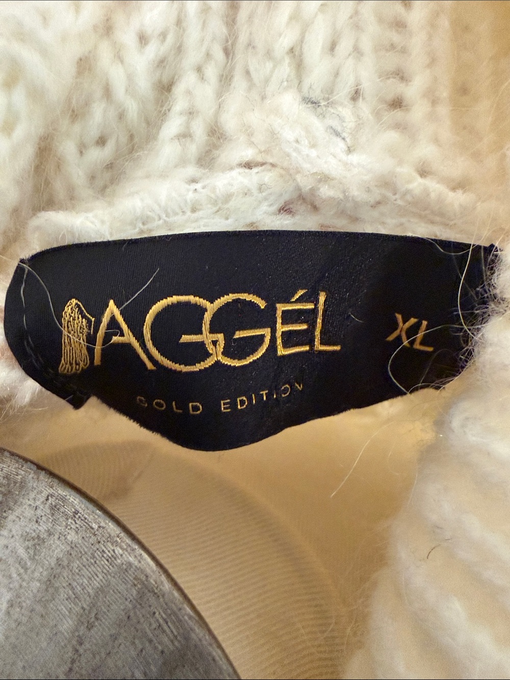 AGGÉL Gold Edition Cable Knit Sweater Dress Cream Oversized Wool  Mohair SIZE XL - Picture 13 of 13